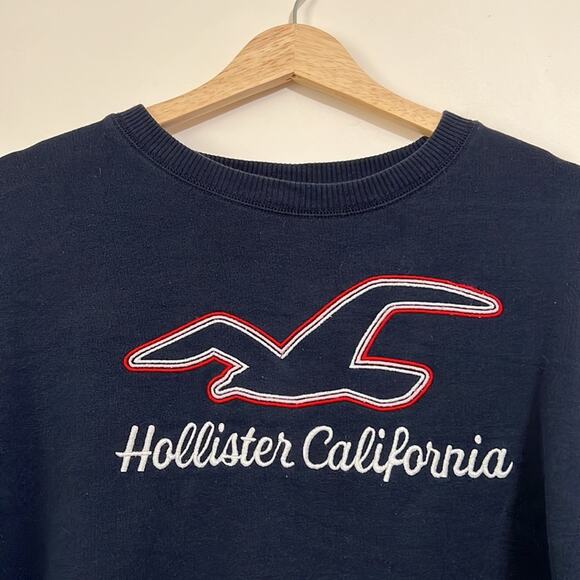 Hollister Navy Blue Crop Crew Neck Sweatshirt - Picture 3 of 6